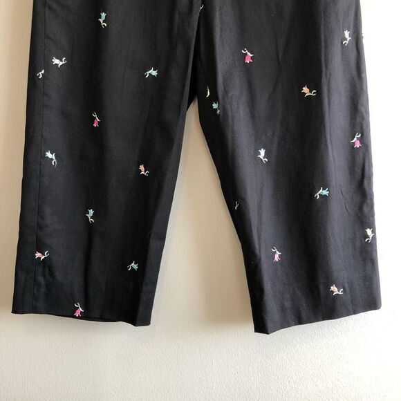 Briggs New York Floral Embroidered Crop Capri Dress Pants Bottoms Black - Picture 5 of 13